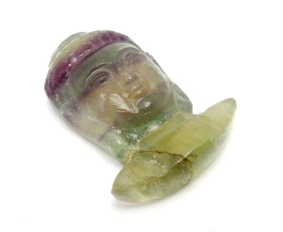 Fluorite Buddha Head Cabochon - Zen Namaste Yoga Style Jewelry Supplies (RK78B16-18)