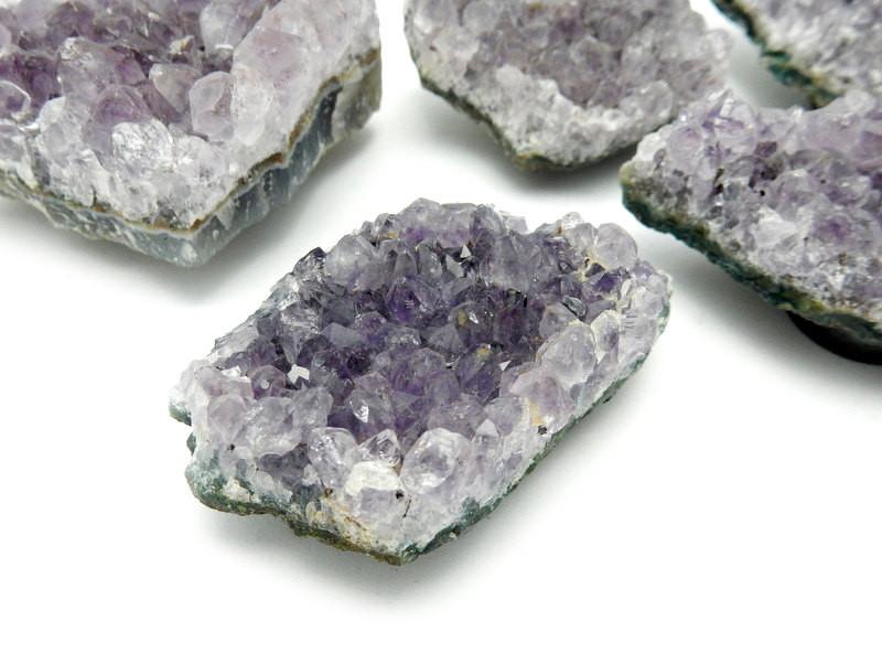 up close shot of Freeform Amethyst Clusters With Magnets on white background