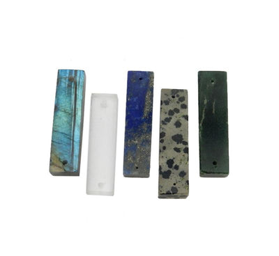 Gemstone Bars with Top & Bottom Center Drilled Bar, shown here with one of each stone available