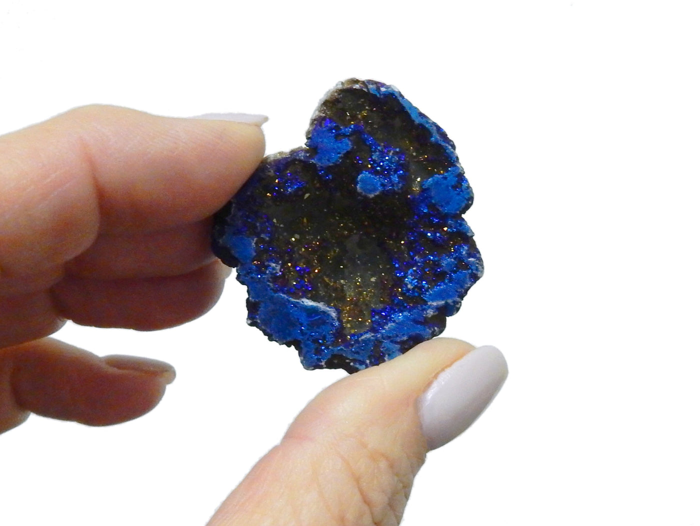 Quartz Geode Half Druzy Bead- Mystic Blue Titanium Treated Raw Quartz ...