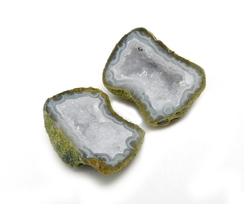 Geode Druzy Pair at an angle showing thikness