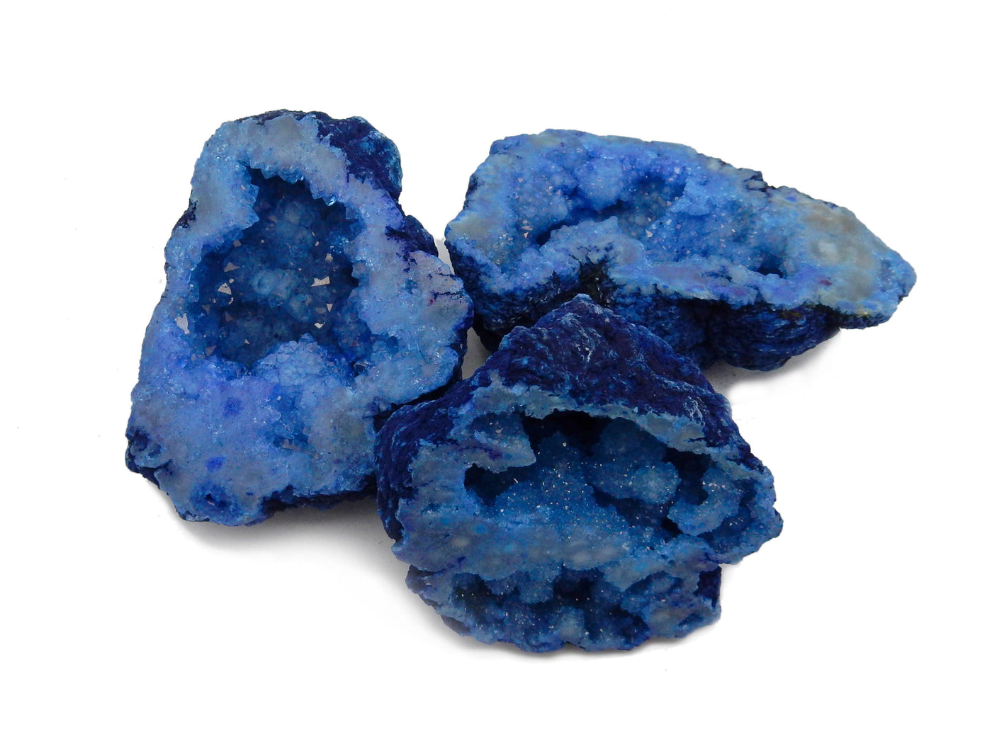 Blue Large Geode Halves on a table