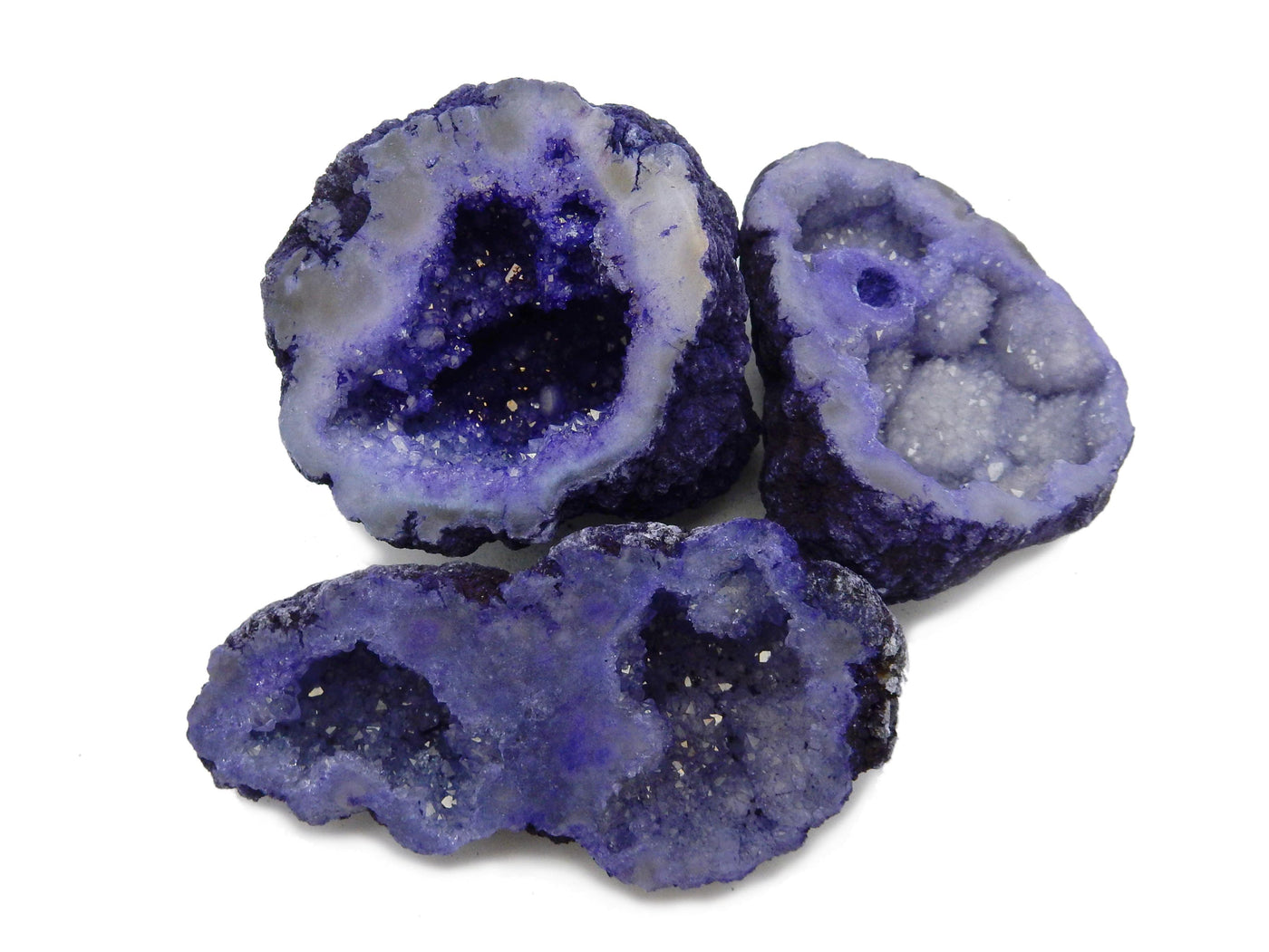 Purple Large Geode Halves on a table