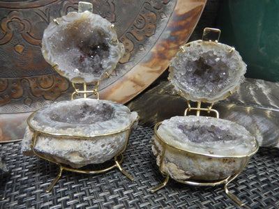 2 Geode Box Ring Holder with decorations in the background