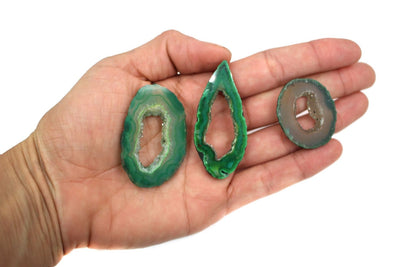Green Druzy Agate Slice on hand for size reference 