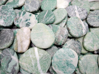 Green Jade Large Palm Stone Worry Stone  in a pile