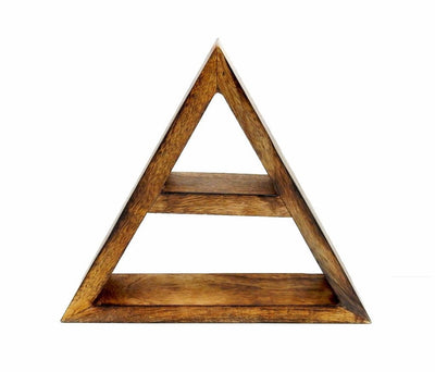 tan wood shelf Triangle displayed on white background