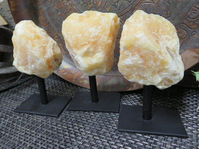 Products Orange Calcite on Metal Stand - 3 close up