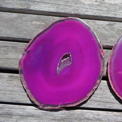 another one of the set Pink Agate Slices Druzy Center
