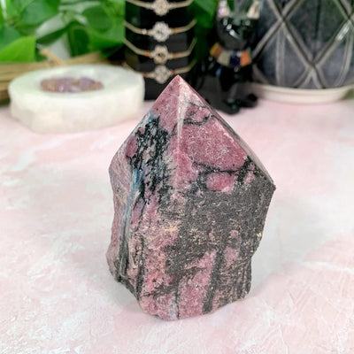 Rhodonite Semi-Polished Point - Cut Base shown from another side
