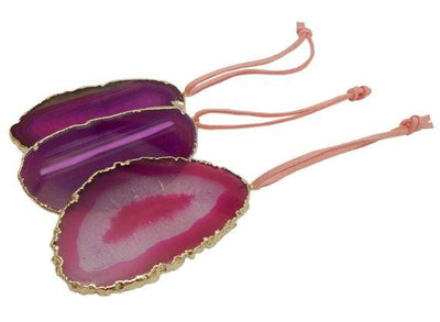 Freeform Gold Trim Agate Christmas Ornaments - pink ones