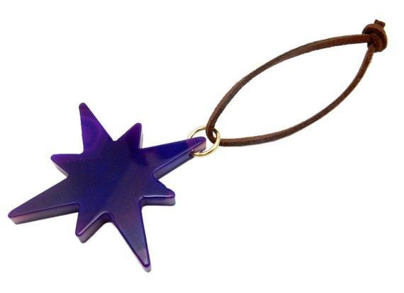 Picture of purple agate star, displayed on a white back ground.