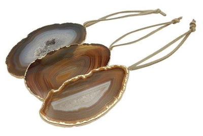 Freeform Gold Trim Agate Christmas Ornaments - natural ones
