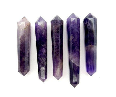 amethyst double terminated beads 5 in a row