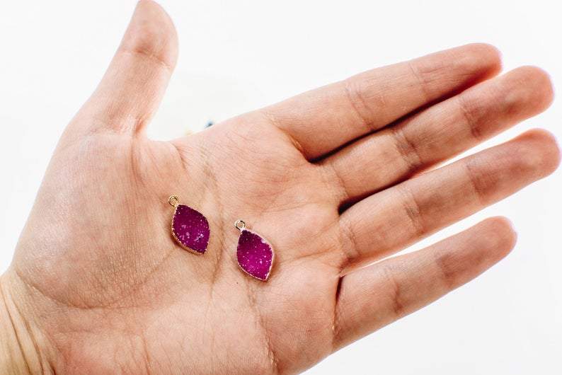 Druzy Marquise Shape  - pink ones in a hand