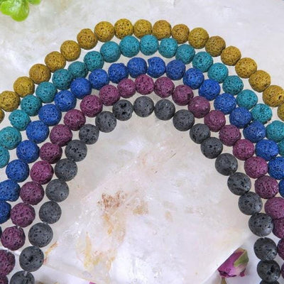5 strands of the Lava Rock Beads in the varying colors