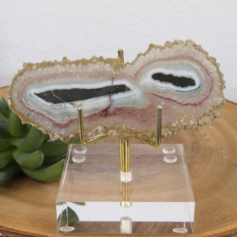 Light Amethyst Stalactite on stand with decorations