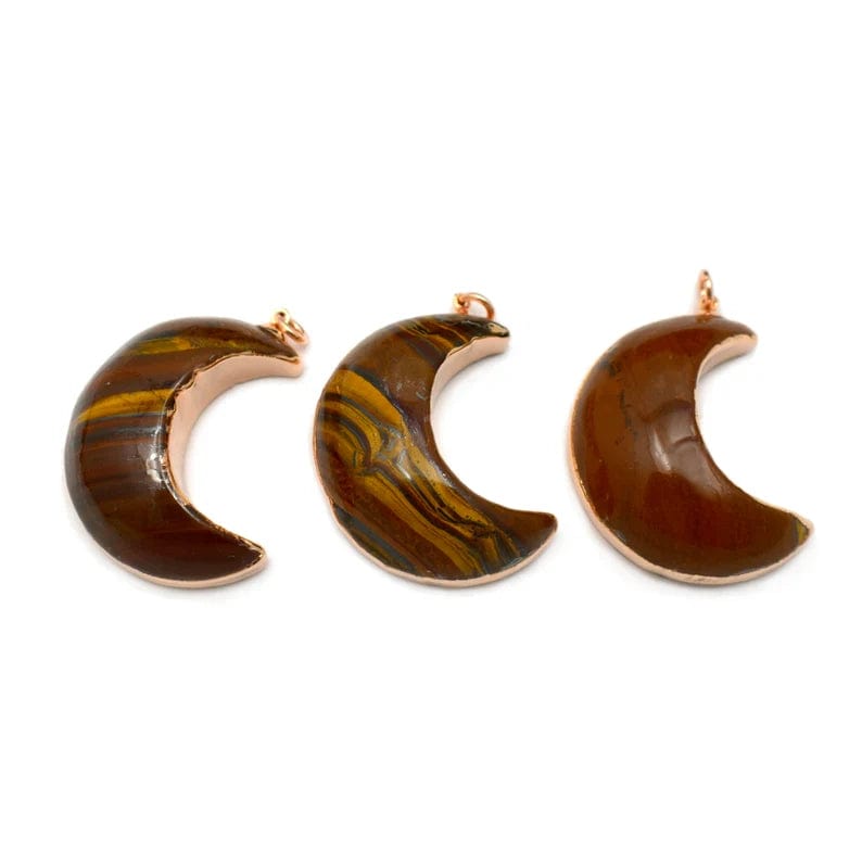3 tigers eye moons with rose gold edging