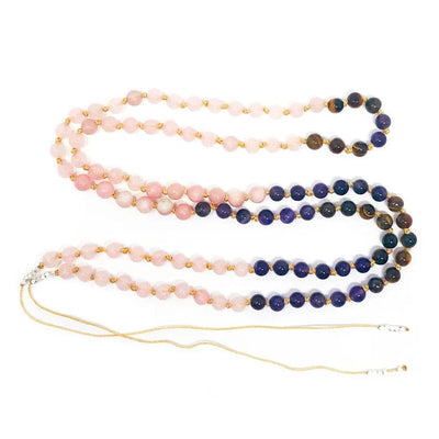 #3 - Rose Quartz  - Amethyst - Tigers Eye - Pink Opal on tan cording