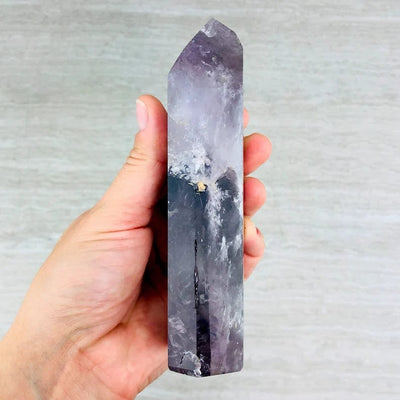 Amethyst Polished Tower Point from another side view.
