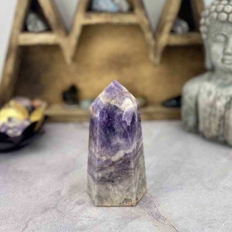 Chevron Amethyst Tower on display