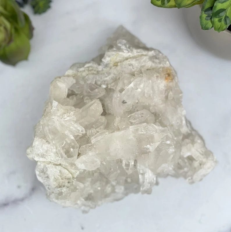 Large Raw Crystal cluster on display shot from above