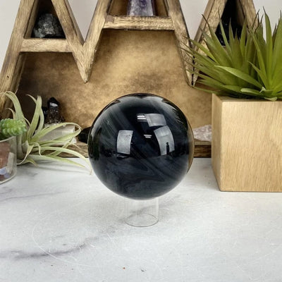 Black Obsidian Sphere on a stand