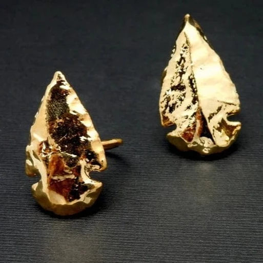 Gold Dipped Arrowhead Ring with Electroplated 24k Gold Edges on an