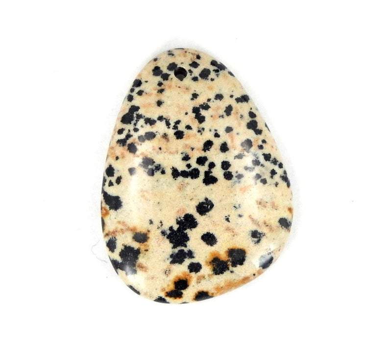 Large Dalmatian Jasper Bead Top Side Drilled Cabochon displayed on white background