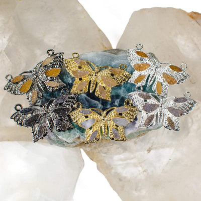  butterflies come in electroplated gold silver and gunmetal