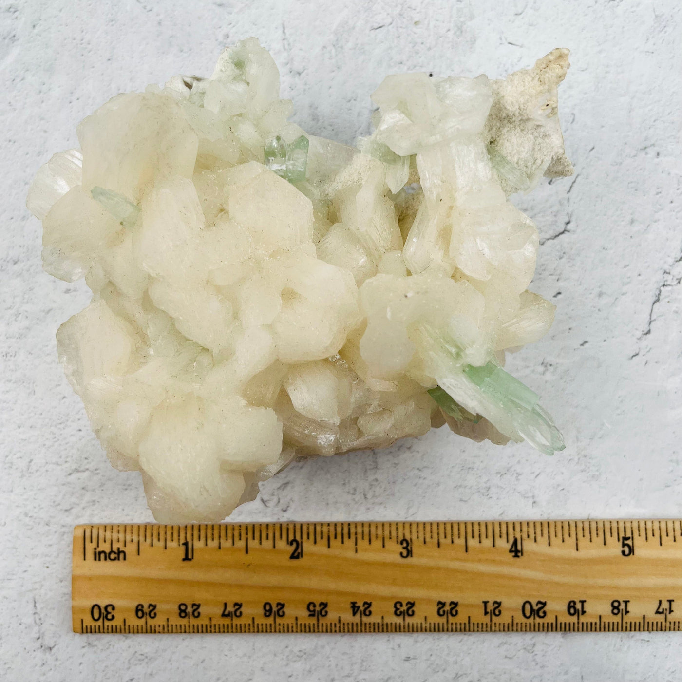 Green Apophyllite with Stilbite Crystal Clusters Zeolites - With Measurements