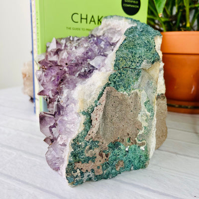 Up close view of side of Amethyst Bookend 