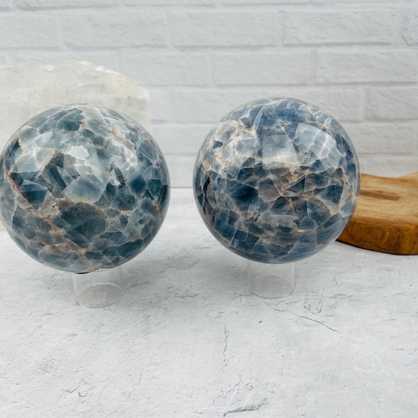 Blue Calcite Polished Spheres - You Choose - Front View