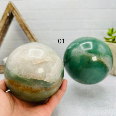 Green and White Quarts Sphere - You Choose - 01