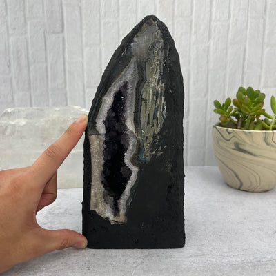 Amethyst Cathedral Geode Crystal - OOAK- with hand reference
