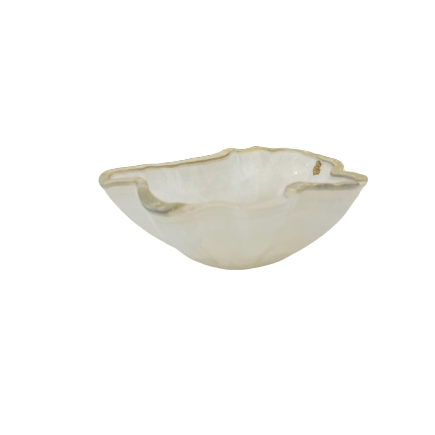 Light colored Mexican onyx bowl on a white background.