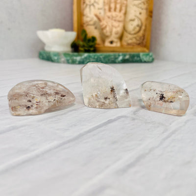  Lodolite 3 Piece Set, lined up next to each other on a white surface.