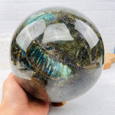 Labradorite Sphere - OOAK- Massive- - with hand reference