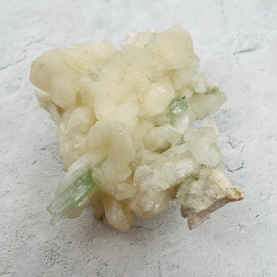 Green Apophyllite with Stilbite Crystal Clusters Zeolitesv - Back View