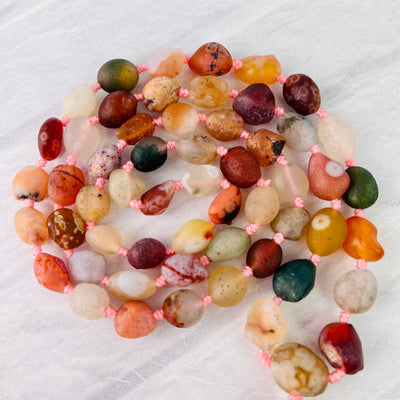 Up close view of the various beads on the Gobi Desert Agate Bead Necklace.