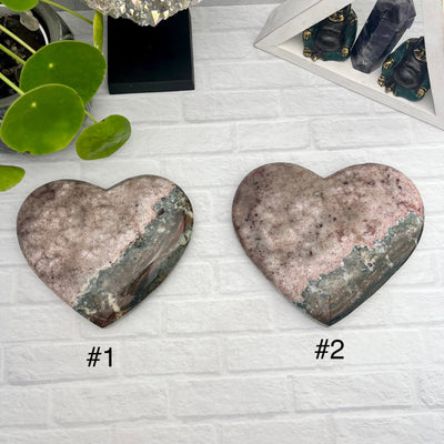 Hearts Of Pink Amethyst - YOU CHOOSE - Top view of choice number one and two 