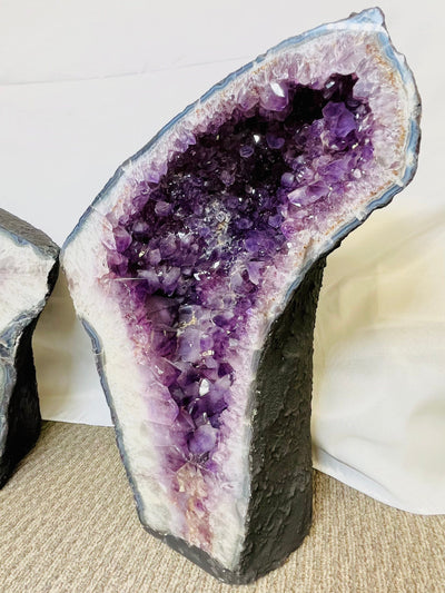 Up close view of right Large Amethyst Sliced Geode Wing
