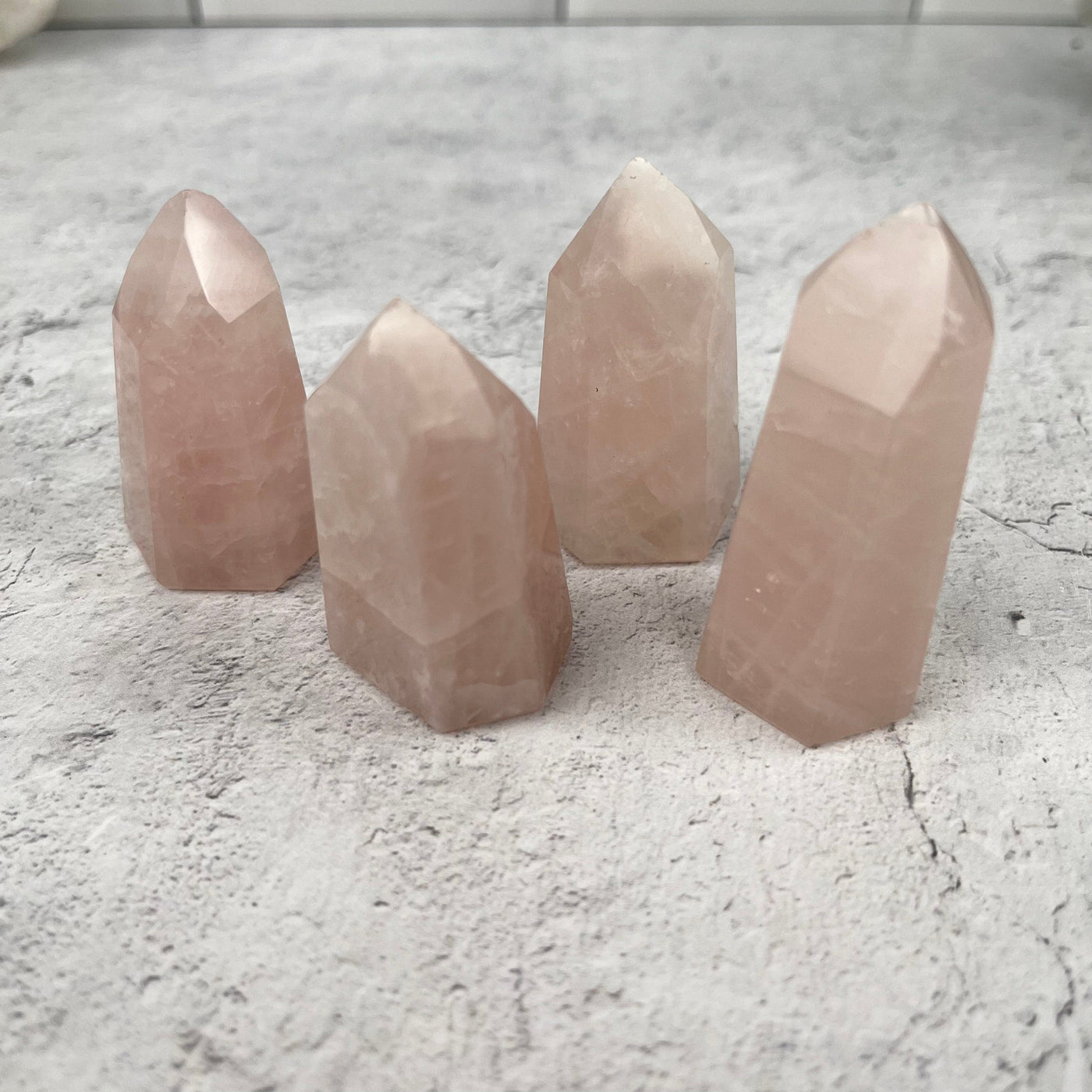  Polished Rose Quartz Points - You Get All - Front View