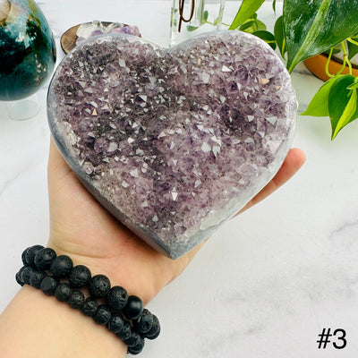 Amethyst Druzy Purple Hearts - YOU CHOOSE - Top View Of Choice Number Three