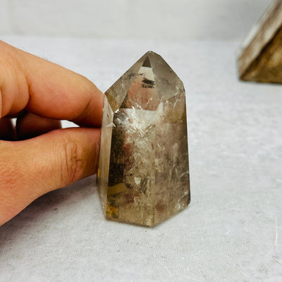 Smoky Polished Lodalite Points - OOAK - with hand reference