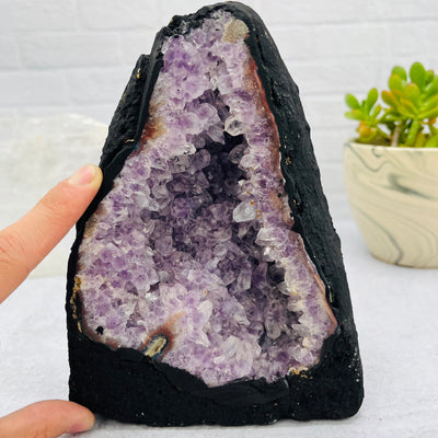 Amethyst Cathedral Geode Crystal - OOAK - With Finger Reference
