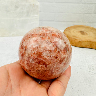  Sunstone Polished Sphere - OOAK - with hand