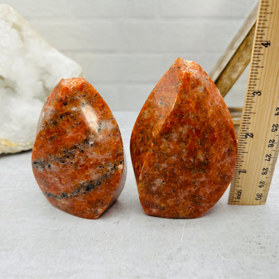 Orange Orchid Calcite Flame Point - with measurements