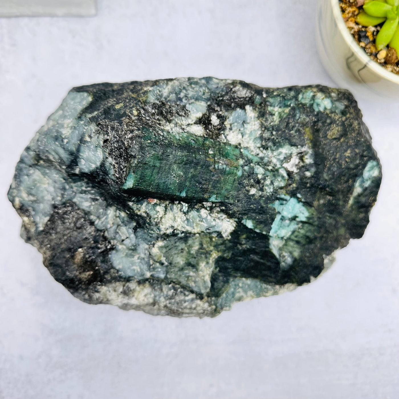 Emerald Large Rough Stone - OOAK - aerial view