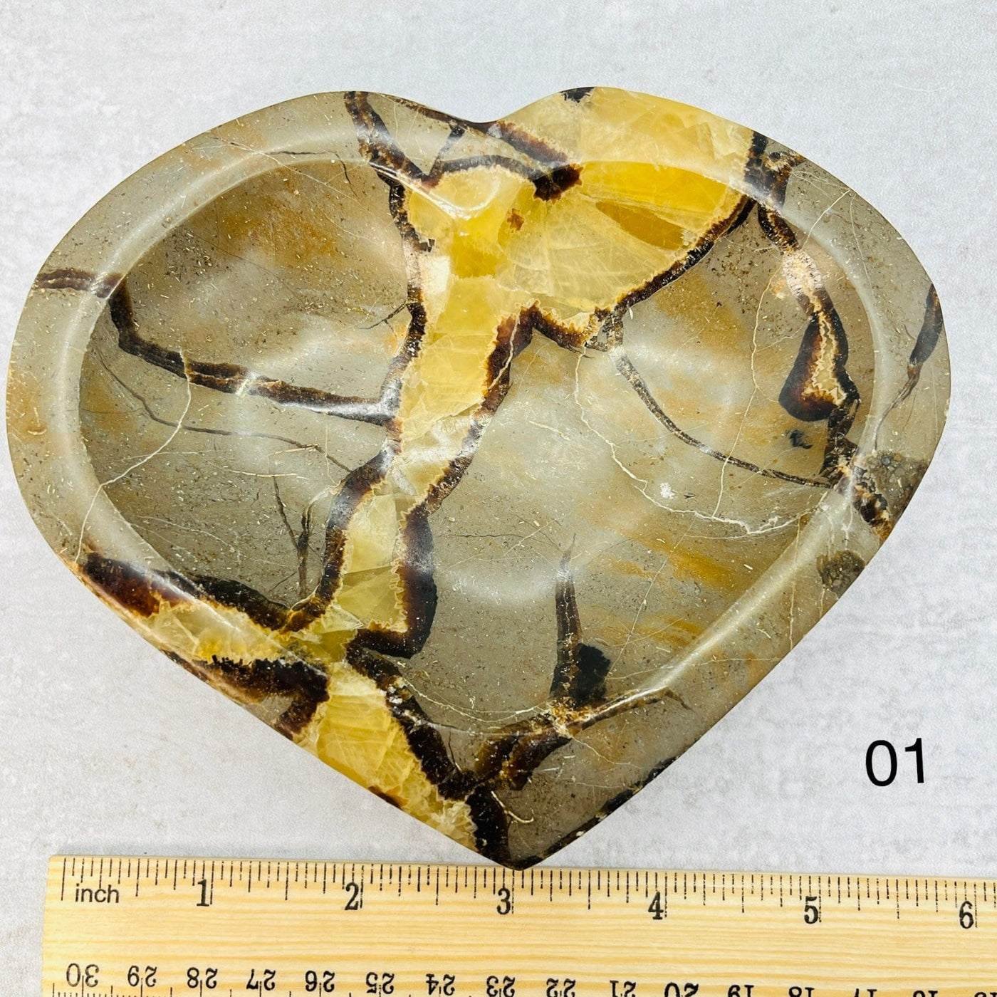 Septarian Heart Bowl #01 - With Measurements